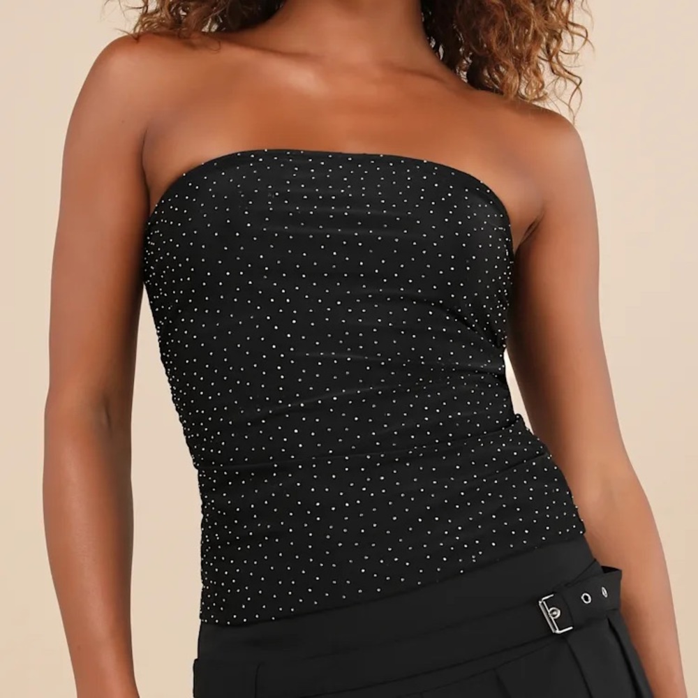 NEW Black and Silver Sparkly Strapless Top
